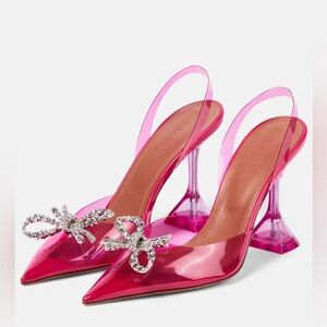 Amina Muaddi Glass PVC Slingback in Pink Crystal✨SZ 39.5 new with box Lo…